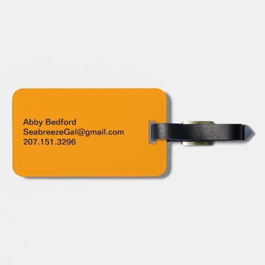 Ocean Glow_Black on Orange Crab_personalisiert Gepäckanhänger (Rückseite horizontal)