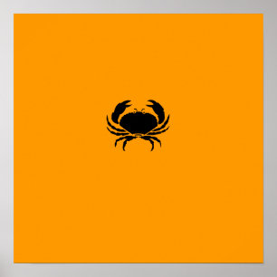 Ocean Glow_Black-on-Orange Crab Poster