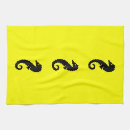 Ocean Glow_Black-on-Yellow-Seepferd Geschirrtuch