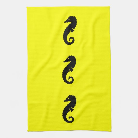 Ocean Glow_Black-on-Yellow-Seepferd Geschirrtuch (Vertikal)