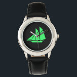 Ocean Glow_Green-on-Black Clipper Ship Armbanduhr<br><div class="desc">Zeig ihnen, wer der große Skipper ist mit unserer Ocean Glow, maritimen Icons, Green-on-Black Clipper Schiff Handrist Armbanduhr. Wenn Sie kreativ sind, können Sie die Größe, Position, Farbe und sogar die Anzahl der Clipper-Schiffe ändern, zusammen mit der Hintergrundfarbe. Klicken Sie einfach auf "Anpassen" und gehen Sie los!</div>