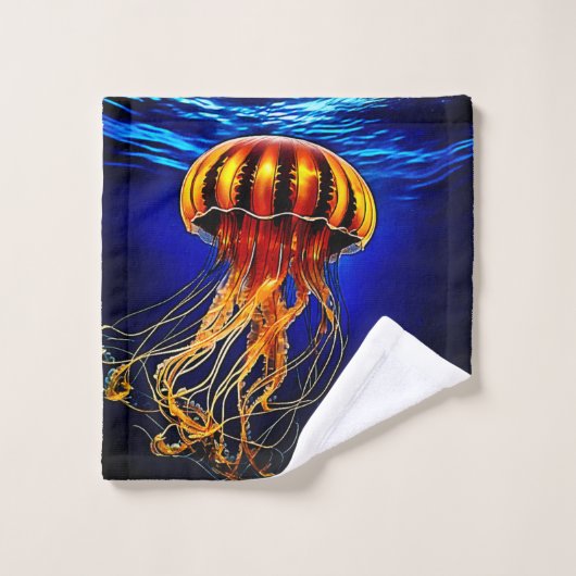 Ocean Glow Jelly Design Badhandtuch Set (Waschlappen)