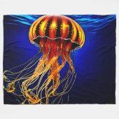Ocean Glow Jelly Design Fleecedecke (Vorderseite (Horizontal))
