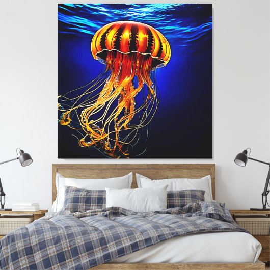 Ocean Glow Jelly Design Leinwanddruck (Insitu (Schlafzimmer))