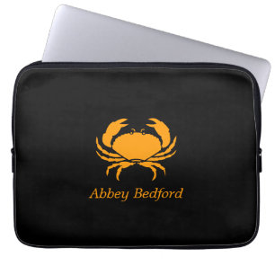 Ocean Glow_Orange auf Black Crab_personalisiert Laptopschutzhülle