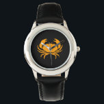 Ocean Glow_Orange-on-Black Crab Armbanduhr<br><div class="desc">Zeigen Sie Ihren Krustentieren mit unserer Ocean Glow,  maritimen Icons,  Orange-on-Black Crab Armbanduhr. Für weitere Designoptionen,  wie zum Beispiel die Größe,  Position,  Farbe und sogar die Anzahl der Krebse,  zusammen mit der Hintergrundfarbe,  klicken Sie einfach auf "Anpassen" und ließ den Spaß zu beginnen!</div>