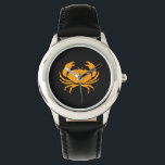 Ocean Glow_Orange-on-Black Crab Armbanduhr<br><div class="desc">Zeigen Sie Ihren Krustentieren mit unserer Ocean Glow,  maritimen Icons,  Orange-on-Black Crab Armbanduhr. Für weitere Designoptionen,  wie zum Beispiel die Größe,  Position,  Farbe und sogar die Anzahl der Krebse,  zusammen mit der Hintergrundfarbe,  klicken Sie einfach auf "Anpassen" und ließ den Spaß zu beginnen!</div>