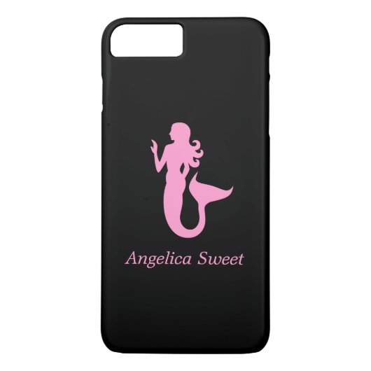 Ocean Glow_Pink-on-Black Mermaid_personalisiert Case-Mate iPhone Hülle (Rückseite)