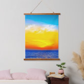 Ocean Glow: Sunset Serenity Wandteppich Mit Holzrahmen (Schlafzimmer)