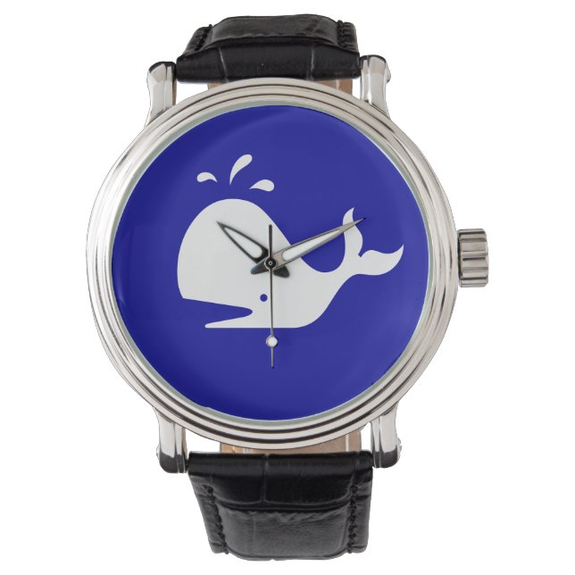 Ocean Glow_White-on-Blue Whale Armbanduhr (Vorderseite)