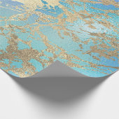 Ocean Gold Marmor Pastel Unicorn Abstrakt Geschenkpapier (Ecke)
