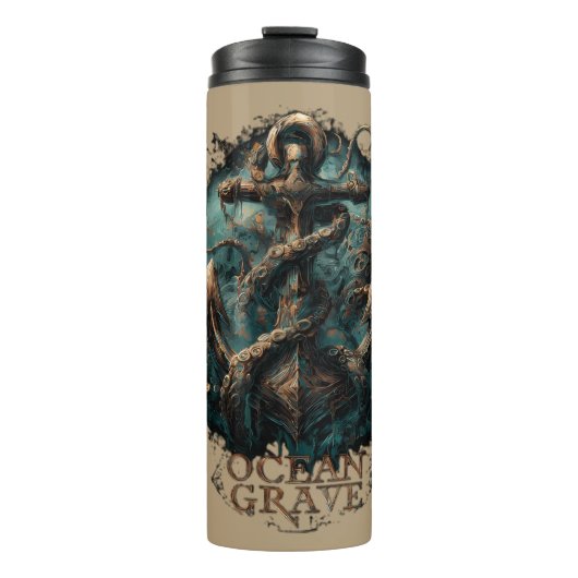 Ocean Grave Kraken Anchor Dark Fantasy Thermosbecher (Vorderseite)