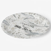 Ocean Gray Whales Baby Shower Pappteller (Schrägansicht)