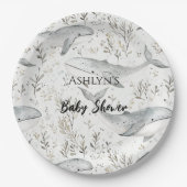 Ocean Gray Whales Baby Shower Pappteller (Vorderseite)