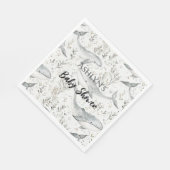 Ocean Gray Whales Baby Shower Serviette (Ecke)
