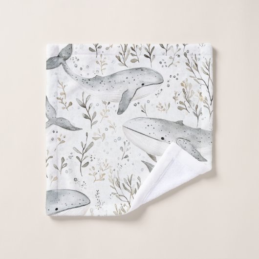 Ocean Gray Whales Badhandtuch Set (Waschlappen)