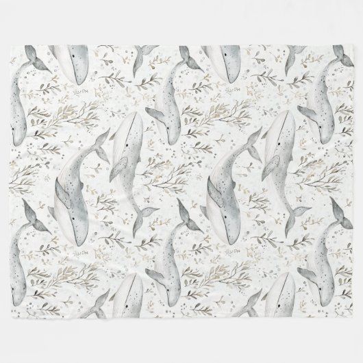 Ocean Gray Whales Fleecedecke (Vorderseite (Horizontal))