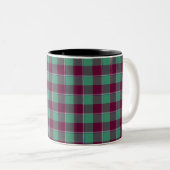 Ocean Green and Mulberry Wood Plaid Burgundy Zweifarbige Tasse (VorderseiteRechts)