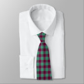 Ocean Green and Mulberry Wood Plaid Neck Tie Krawatte (Gebunden)