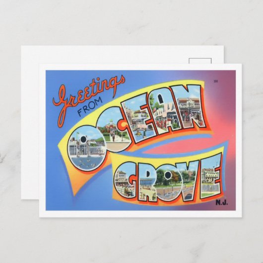 Ocean Grove, New Jersey Big Letters Postcard Postkarte (Vorne/Hinten)
