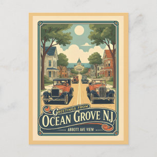 Ocean Grove NJ Abbott Ave Ansicht im Vintage-Stil Postkarte