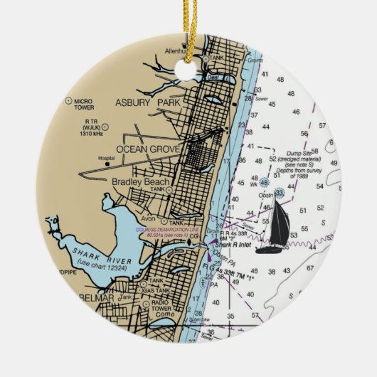 Ocean Grove NJ Chart Keramik Ornament (Vorne)
