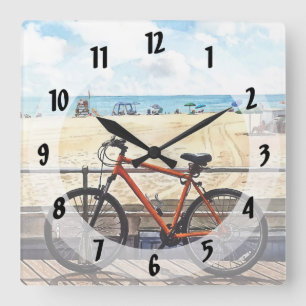 Ocean Grove NJ – Fahrrad auf der Strandpromenade Quadratische Wanduhr