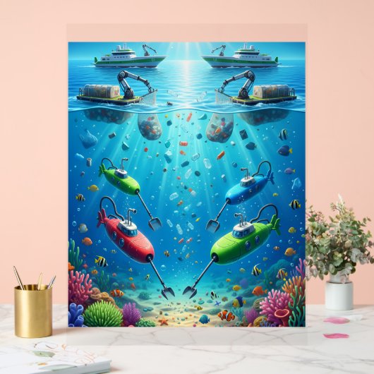 Ocean Guardians: AI Ships and Submarines Protectin Acrylschild (Hochzeit)