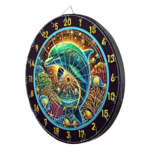 Ocean Harmony Dolphin Dartboard Delight Dartscheibe (Vorderseite rechts)