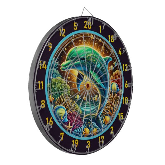 Ocean Harmony Dolphin Dartboard Delight Dartscheibe (Vorderseite Links)