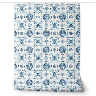 Ocean Harmony Tiles Petite - Weich Aquamarin, weiß Tapete