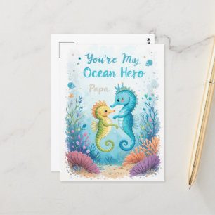 Ocean Hero Fathers Day Seepferd Vater Postkarte