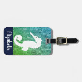 Ocean Hues Herringbone & White Seepferd Gepäckanhänger (Vorderseite horizontal)