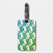 Ocean Hues Herringbone & White Seepferd Gepäckanhänger (Rückseite vertikal)