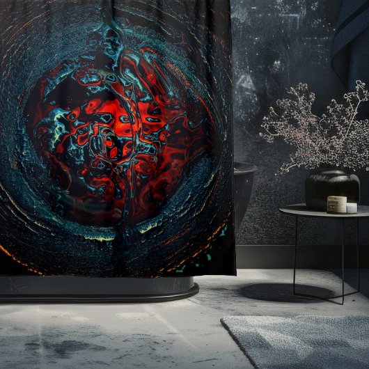 Ocean Inferno Rotes Glow Duschvorhang