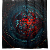 Ocean Inferno Rotes Glow Duschvorhang (Vorderseite)