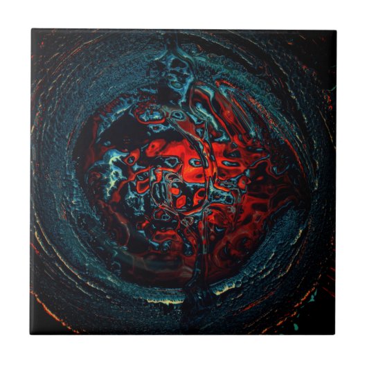 Ocean Inferno Rotes Glow Fliese (Vorderseite)