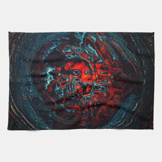 Ocean Inferno Rotes Glow Geschirrtuch (Horizontal)