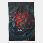 Ocean Inferno Rotes Glow Geschirrtuch (Vertikal)