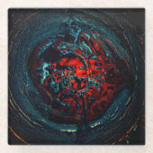 Ocean Inferno Rotes Glow Glasuntersetzer (Vorderseite)