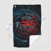 Ocean Inferno Rotes Glow Golfhandtuch (Insitu)