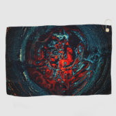 Ocean Inferno Rotes Glow Golfhandtuch (Horizontal)