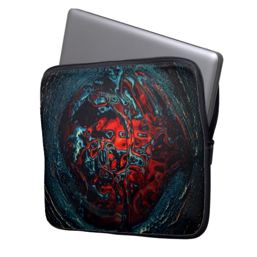 Ocean Inferno Rotes Glow Laptopschutzhülle (Vorderseite Links)