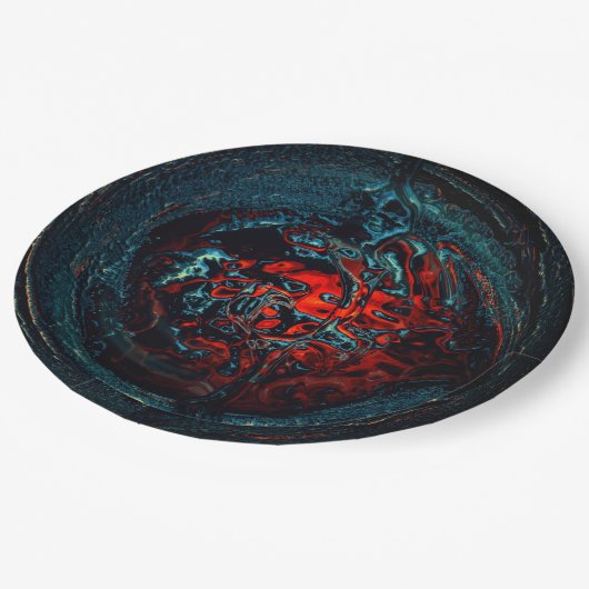 Ocean Inferno Rotes Glow Pappteller (Schrägansicht)