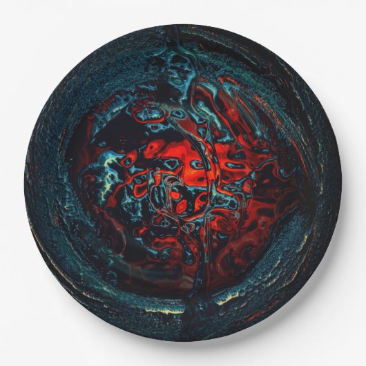 Ocean Inferno Rotes Glow Pappteller (Vorderseite)