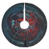 Ocean Inferno Rotes Glow Polyester Weihnachtsbaumdecke (Vorderseite)