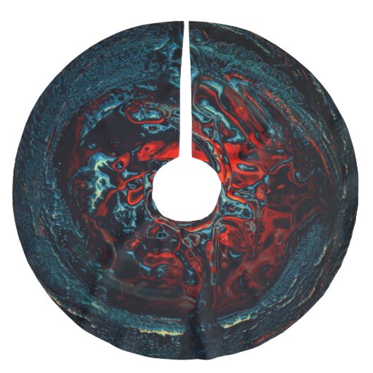 Ocean Inferno Rotes Glow Polyester Weihnachtsbaumdecke (Vorderseite)