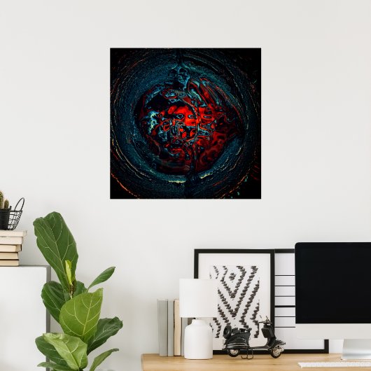 Ocean Inferno Rotes Glow Poster (Heimbüro)