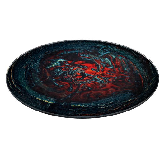 Ocean Inferno Rotes Glow Schneidebrett (Ecke)