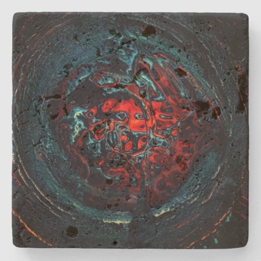 Ocean Inferno Rotes Glow Steinuntersetzer (Vorderseite)